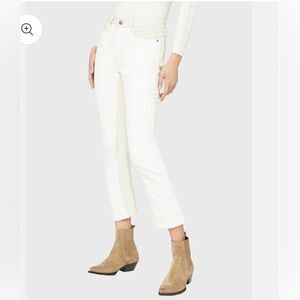 Frame Le Crop Mini Two-tone Cream/White Raw Hem Jeans Sz 25